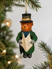Vintage Harrods Bear Christmas Ornament Iceland Hand Painted Holiday Decor 6.5 picture