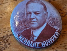 Herbert Hoover Political Campaign Pinback Button - Elections & Politics vtg  picture