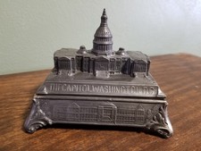 Jennings Brothers Silver Plated Trinket Box Washington DC Capital Building #1745 picture