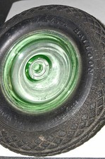 Vtg Goodyear Green Uranium glass Advertising Ashtray , Original, Black & Green  picture
