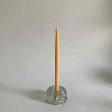 Mid Century Glass Candleholder - Low Profile Glass Candlestick – 2” Inches Tall picture