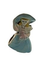 Shawnee Planter Vase Girl Southern Belle Kitsch Vtg Pink Dress Blue Bow picture