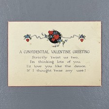 Vintage Valentine Greeting Card Hearts Flowers Poem Rust Craft Boston picture