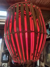 NEW Retro Rattan Basket Lamp Hawaiian Style Tattoos And Sea Turtle Oceanic Red picture