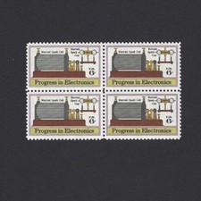 Marconi's Spark Coil and Gap - Vintage Mint Set of 4 Stamps 51 Years Old picture