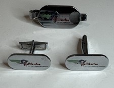 Vintage Halliburton Oil Co Cuff Link & Tie Clip Set Oilfield Energy Advertising picture