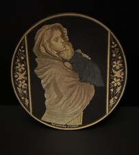 VTG Toledo Spain Damascene 24k Gold Decorative Footed Plate Madonnina Ferruzi picture