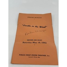 Vintage 1942 Helen Hayes Signed Play Program Candle in the Wind Shrine Mosque picture