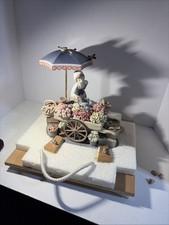 Lladro #1454 Flowers of the Season- Girl with Flower Cart, DAMAGE PRESENT. AS IS picture
