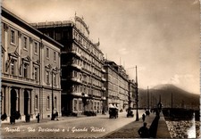 RPPC Naples Italy Via Partenope and Grand Hotels Postcard Old Cars c1949 picture