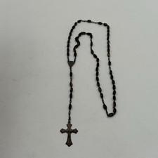 VTG Antique Gemstone? Gothic Brass Bronze Catholic Heirloom Rosary Prayer Beads picture