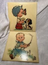 vintage crofton plastics decorative wall plaques/ little boys picture