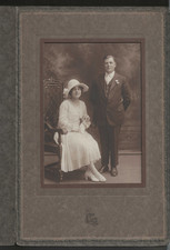Vintage 1920s Studio Wedding Portrait Photo Couple In Folder Flapper Fashion picture