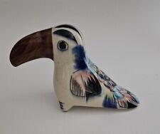 Vtg Tonala Mexican Pottery Toucan Bird Folk Art Figurine Signed RS picture