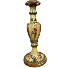 Vintage Italian Florentine hand-painted floral wood candlestick mid-late 20th picture