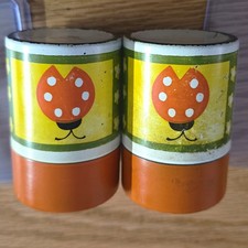 B&D Vintage Ladybug Metal Salt& Pepper Shakers Set of 2 Japan 1970 Orange Yellow picture