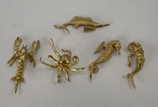 Vtg Tancraft Janis Collection 24K Gold Plated Cocktail Picks Sea Life Set Italy picture