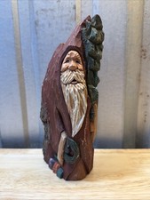 Vtg signed D. Capellani Hand Carved Ceramic Santa - 1990s picture