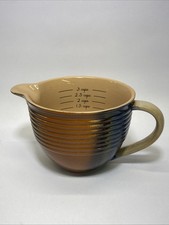 VTG Teleflora Stoneware 3-cup Measuring Cup/Pitcher Brown And Blue Glaze Pottery picture