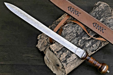 CUSTOM MADE HAND FORGED DAMASCUS STEEL GLADIATOR GLADIUS SWORD WITH SHEATH 2913 picture