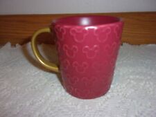 Mickey Mouse 13oz Red Stoneware Mug Gold Handle Mickey Mouse Ears picture