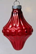 VTG Glass Chandelier Bumpy LANTERN Drop Christmas Ornament Shiny Brite RED picture