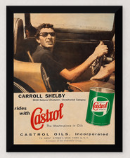 CARROLL SHELBY CASTROL OILS VINTAGE AD 8.5X11 FRAMED REPRODUCTION PRINT picture
