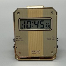 Vintage Seiko Mens Watch 50mm Gold Tone Digital Alarm Backlight New Battery picture
