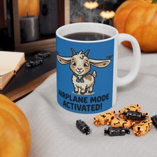 Airplane Mode Activated Goat Mug | Cute Pilot Goat Ceramic Mug picture