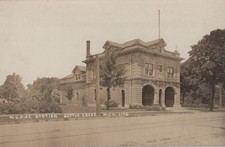 RPPC No. 2 Fire Station Battle Creek Michigan Real Photo Postcard Firehouse c191 picture