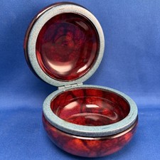 Italian Genuine Red Alabaster Hand Carved Dresser Box Trinket Vintage picture