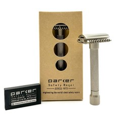 Parker Variant ADJUSTABLE Safety Razor New OPEN Comb & 5 DE Blades Satin Chrome picture