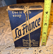 La France Vintage Washday Magic Laundry Bluing Rinse Advertising Box Blue Beige picture