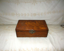 Antique Victorian Tiger Oak Jewelry/ Document/ Keepsake Box with Ornate Clasp picture