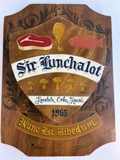 1965 Sir Lunchalot Honolulu Hawaii Restaurant Wooden Shield Sign Nunc Est Bibend picture