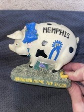 Memphis “Bringing Home The Bacon” Resin Craft Pig Piggy Bank Coin Collectible picture