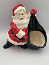 Vintage Santa Claus Ceramic Planter Candy Holder 12” Hand Painted “The Clay Pot” picture