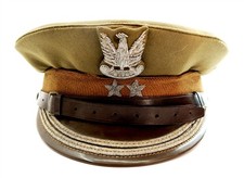 Post War Polish People's Army Major Rogatywka Visor Cap Green / Brown 2 Star Hat picture