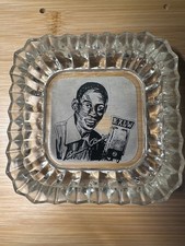 Vintage 1950s KXLW RadioStation Glass Ashtray St Louis Jazz DJ Spider Burks RARE picture