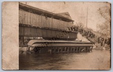 K41/ West Alexander Ohio RPPC Postcard c1910 Trolley Disaster Covered Bridge 377 picture