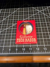 Vintage 1940s Gillette Tech Gold Tone Fat Handle DE Razor w/ Original Box picture
