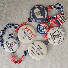 Vintage 7 Presidential  Campaign Buttons Pins Iowa National Vote Necklace  picture