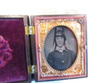 EX RARE IRON CLAD CASED,1858 BUMMER HAT WITH OIL SLICKER SOLDIER ,CIVIL WAR ERA picture