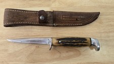 Vintage 1979 CASE XX USA 5 FINN SSP Bradford Centennial Genuine Stag W/ Sheath picture