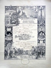 1887 antique BAPTISM CERTIFICATE AMMON Elmer LENGEL millbach pa Louis Maggie picture