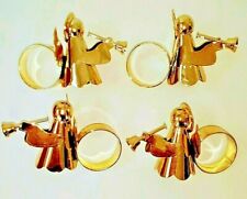 Christmas Angels Napkin Rings With Trumpets  Metal Gold Tone picture