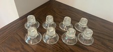 Vintage Lot 8 Double Sided 3” Clear Crystal Glass Candlestick Candle Holder picture