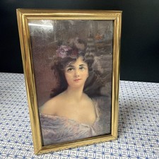 Vint A Asti Raphael Tuck Connoisseur Series 6295 Gladys Postcard in gold frame picture