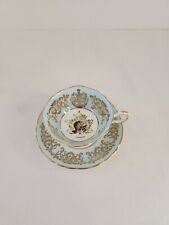 Paragon Souvenir Of Canada Beaver Footed Tea Cup & Saucer Blue & Gold picture