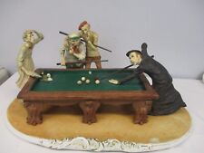 RARE LARGE CAPODIMONTE PARI PREIST PLAYING POOL with ONLOOKERS ~ WAITER SPILLS picture